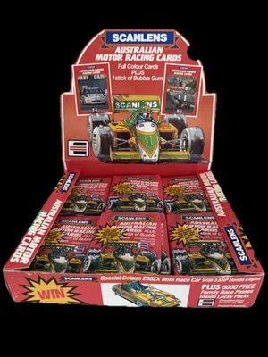 Tarjeta coleccionable Scanlens Australian Motor Racing 1986 paquete de cera sellado ***RARO*** Foto 1 de 4