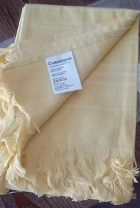 NEW Crate & Barrel Yellow Turkish Guest Towel w/ fringe 35" x 20" • 96% Cotton - Picture 1 of 13