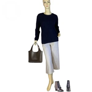 TALBOTS NAVY BLUE CASHMERE PULL OVER SWEATER SZ L - Picture 1 of 9