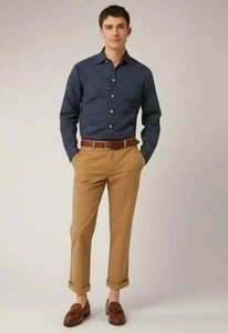 Taylor Stitch Men's Long Sleeve Printed Navy Button-Front Shirt Size 40 - Picture 1 of 8