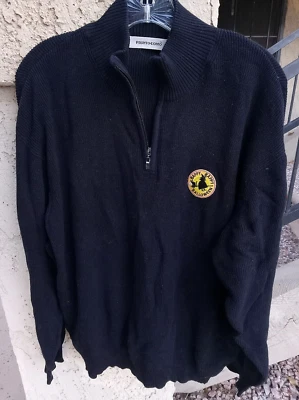 Halloween suéter cuello cremallera negro, bruja en escoba con gato, talla 1X-2X, PRONTO-UOMO Foto 1 de 4