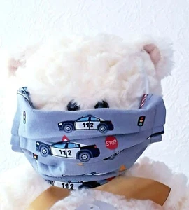 Behelfsmaske Kinder Polizei Auto Stoffmasken Mund - Nasen Bedeckung Nasenbügel - Bild 1 von 3