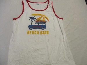 Mens port & company white beach bash tank top - Picture 1 of 7