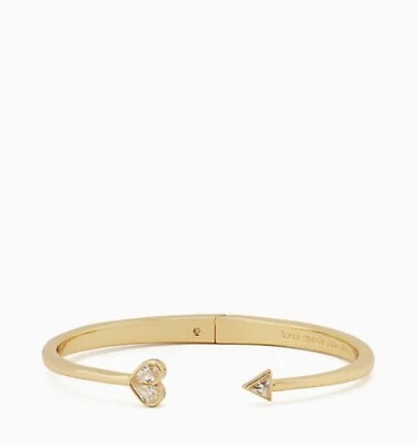 NWT Kate Spade Rock Solid Stone Heart Hinge Cuff K6893 Clear/Gold $89 - Image 1 of 4