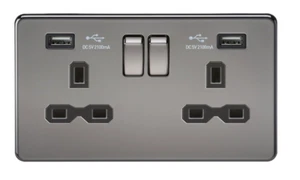 Knightsbridge 13A 2G enchufe conmutado con cargador USB doble A + A antracita - Imagen 1 de 1