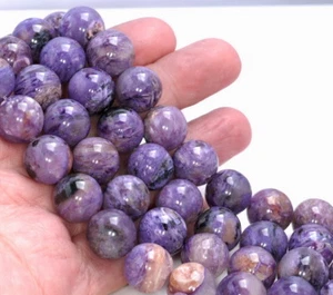 14MM CHAROITE GEMSTONE GRADE A ROUND LOOSE BEADS 8" - Picture 1 of 4