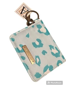 Mary Square Blue Leopard Wallet Keychain - Picture 1 of 3