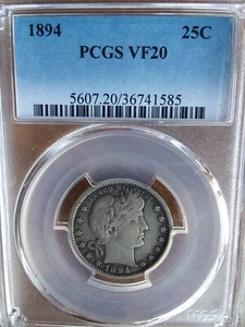 1894-P Barber Quarter, PCGS VF-20 - Picture 1 of 10