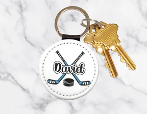 Handmade Custom Name Personalized Key Chain Hockey Stick Sports Bag Name Tag - Picture 1 of 27