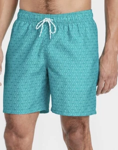 Men's 7" Geometric Print Swim Trunks - Goodfellow & Co Sz XL turquoise green - Picture 1 of 1