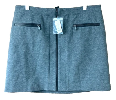 ¡NUEVO CON ETIQUETAS! Minifalda corta tejida en punta WHBM talla 12 elástica informal línea A cremallera frontal Foto 1 de 4