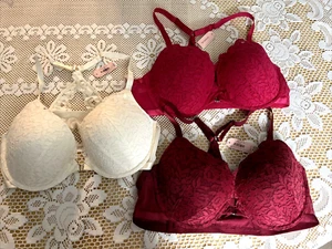 LOTE DE 3 Sujetadores Push Up con Aros Sexy Encaje Espalda en T Talla 40 DD NUEVOS Con Etiquetas - Imagen 1 de 12