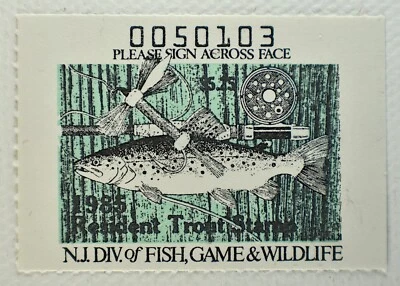 US NEW JERSEY RESIDENT TROUT STAMP $5.25 MNH, 1985 - Image 1 of 2