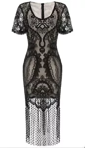 1920S SEQUINED FRINGE GATSBY FLAPPER COCKTAIL SEQUINED DRESS - Picture 1 of 6
