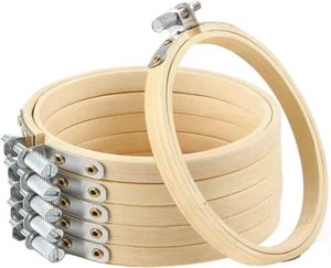 6 Pieces Embroidery Hoops Adjustable Bamboo Circle,Cross Stitch Hoop Ring...  - Picture 1 of 7
