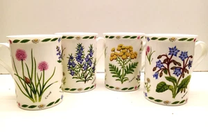 Herb Garden Leonardo Collection Bone China 4 Mugs Tansy Chive Borage Rosemary - Picture 1 of 17