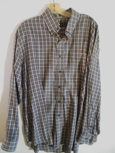 Cutter Buck Mens Large Button Down Blue Brown Plaid Dress Shirt Preppy Academia - Picture 1 of 6