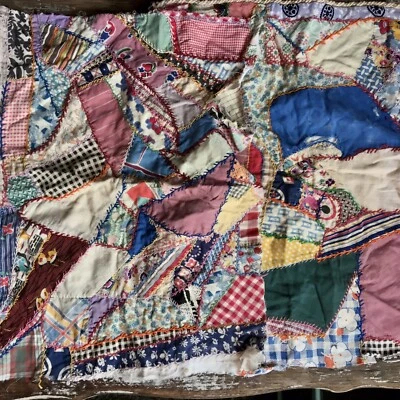 2 Pc Antq Practice Stitch Fabric VTG Handmade Primitive OOAK Wall Art Linen USA - Image 1 of 4