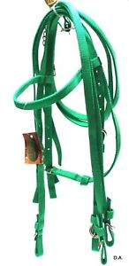 D.A. Brand Pony Size Poly Nylon Parrot Green Complete Bridle Set horse tack
