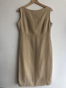Philosopy Alberta Ferretti Cotton & Linen Beige Dress Size Uk 12
