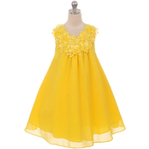 Vestido AMARILLO Talla 8 Línea A Midi Chifón Flor Niña Recital Fiesta Cumpleaños - Imagen 1 de 4
