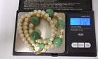 Perles d'or chinoises vintage 14 carats sculptées à la main vert pomme catégorie A jade grosses perles de mer