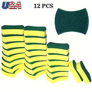 12pcs Cleaning Sponges Dish Scrubber Soft & Heavy Duty Microfiber Sponge Kitchen - Picture 1 of 6