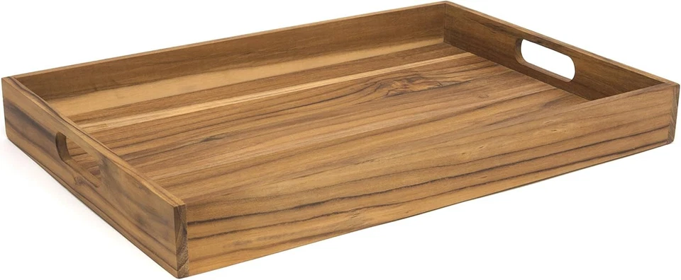Lipper International 7265 Teak Wood Large Serving Tray with Cutout Handles,Trays - Image 1 of 1