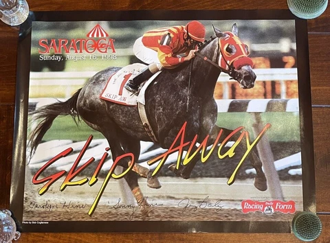 1998 Saratoga SKIP AWAY Horse Racing Poster Jerry Bailey Jockey EUC Cover