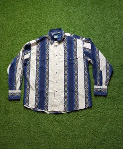 Camicia manica lunga vintage Wrangler uomo XL azteco western cowboy perle a scatto - Foto 1 di 12
