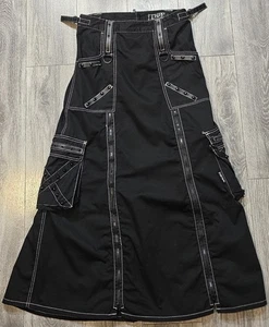 Vtg Y2K Tripp NYC Skirt Dang Goodman Goth Punk Rave Cargo Studs Spike black Sz L - Bild 1 von 10