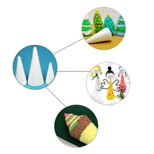 3Pcs 15/20/25cm Cone Christmas Tree Styrofoam Foam for Kids Craft Xmas Decor - Picture 1 of 7