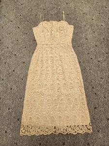 VINTAGE 50er FRANZÖSISCHES CALAIS SPITZENSCHNITT BRAUT Abendkleid gelb/beige Gr. XS - Bild 1 von 11