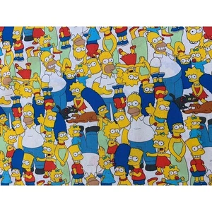 Remnant 32 x 44" Simpsons Homer Bart Character Fabric - 100% Cotton - Picture 1 of 3