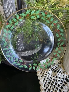 Lenox France ARCOROC Holly Berry Glass Salad Dessert Holiday Christmas 8" Plate - Picture 1 of 7