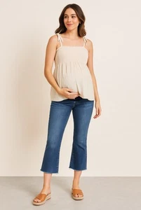 Donna Ida Maternity Blue Distressed Luxury Denim Cropped Jeans Uk Size 6/8 - Picture 1 of 8