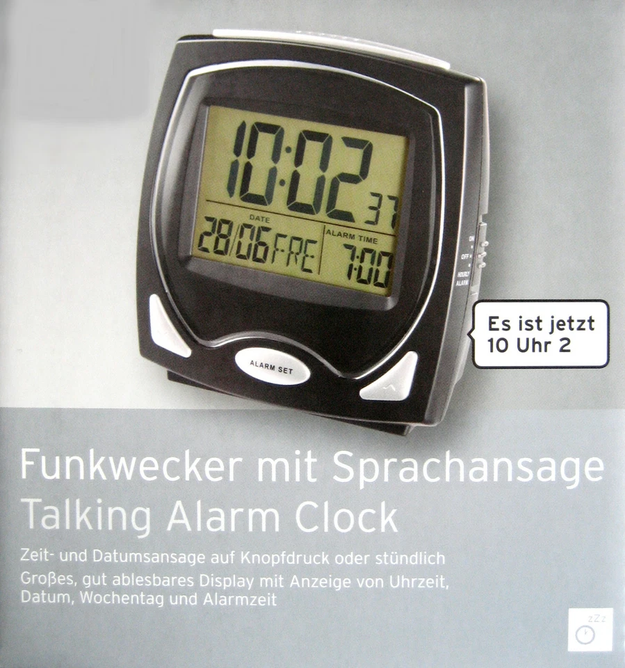 Wecker Funk Digital-Funkwecker mit Sprachansage, 2 Lautstärken Snooze Funktion - Bild 1 von 1