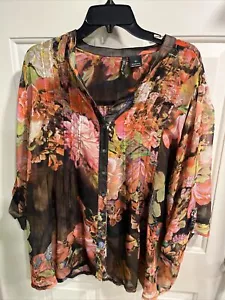 New Directions Women's Floral sheer Size 3X Tunic blouse - Picture 1 of 5
