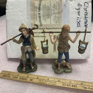 Hawthorne Village “Faithful Wayfarer” & “Humile Contadino” Thomas Kinkade Figure - Foto 1 di 14