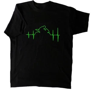 Camiseta Moto Heart Beat Fluro Verde Sobre NEGRO Todas las Tallas Pequeña a XXXL - Imagen 1 de 2