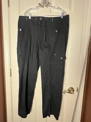 Pantalones cargo para mujer Inc International Concepts algodón negro talla 14 Foto 1 de 4