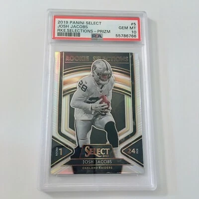 2019 Panini Select Josh Jacobs Rookie Selections #5 Silver Prizm PSA 10 Gem Mint - Image 1 of 2