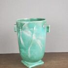 1936 Roseville Pottery 6,25 pouces motif vase aube vert feuille d'argent vert feuille de camping-car