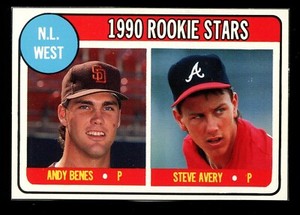 1990 Baseball Card Magazine *HAND CUT* ROOKIE Stars #14 Andy Benes & Steve Avery