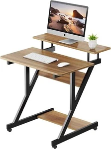 Computertisch mit Rollen Z-förmiger Schreibtisch Mobiler Laptoptisch Für Home - Bild 1 von 8