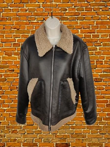 BNWT H&M BROWN COAT M WOMENS FAUX FUR AVIATOR COLLAR WINTER JACKET RRP £74.99 - Picture 1 of 7
