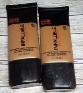Lot of 2- L'Oreal Paris Infallible Pro-Matte Liquid 24hr Longwear #112 Cocoa - Picture 1 of 4