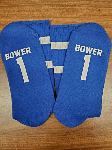 MEN'S CUSTOM "JOHNNY BOWER #1" JERSEY STYLE CABIN SOCKS TORONTO TML LEAFS Cover