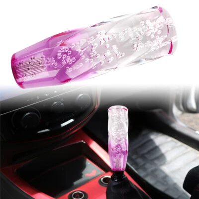 Palanca de cambios manual JDM Crystal Shift Stick transparente burbuja púrpura/blanco Foto 1 de 4