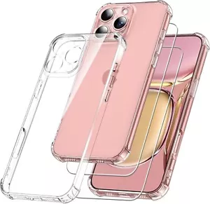Case For iPhone 16/15/14/13 Pro/Plus/Max Clear Gel Phone Cover +Screen Protector - Picture 1 of 17
